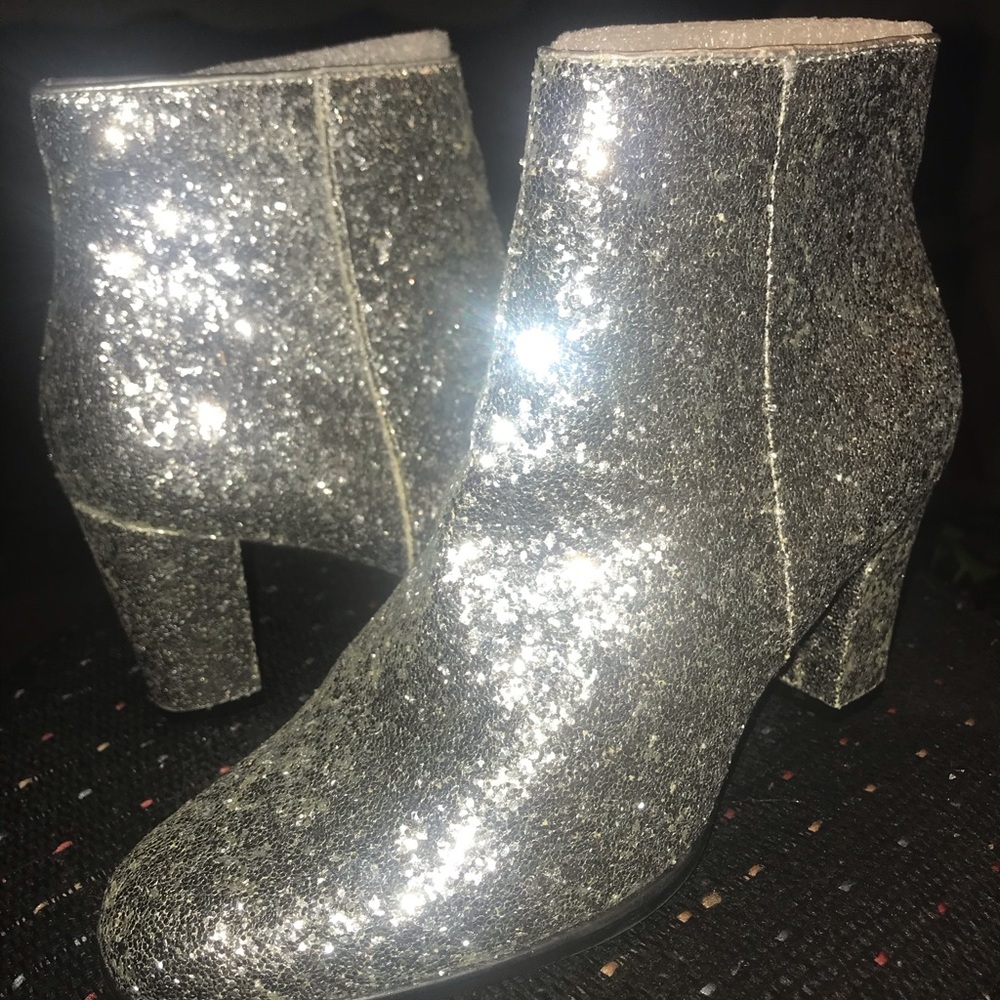 Glitter Ankle Boots w/Block Heels NEVER BEEN WORN